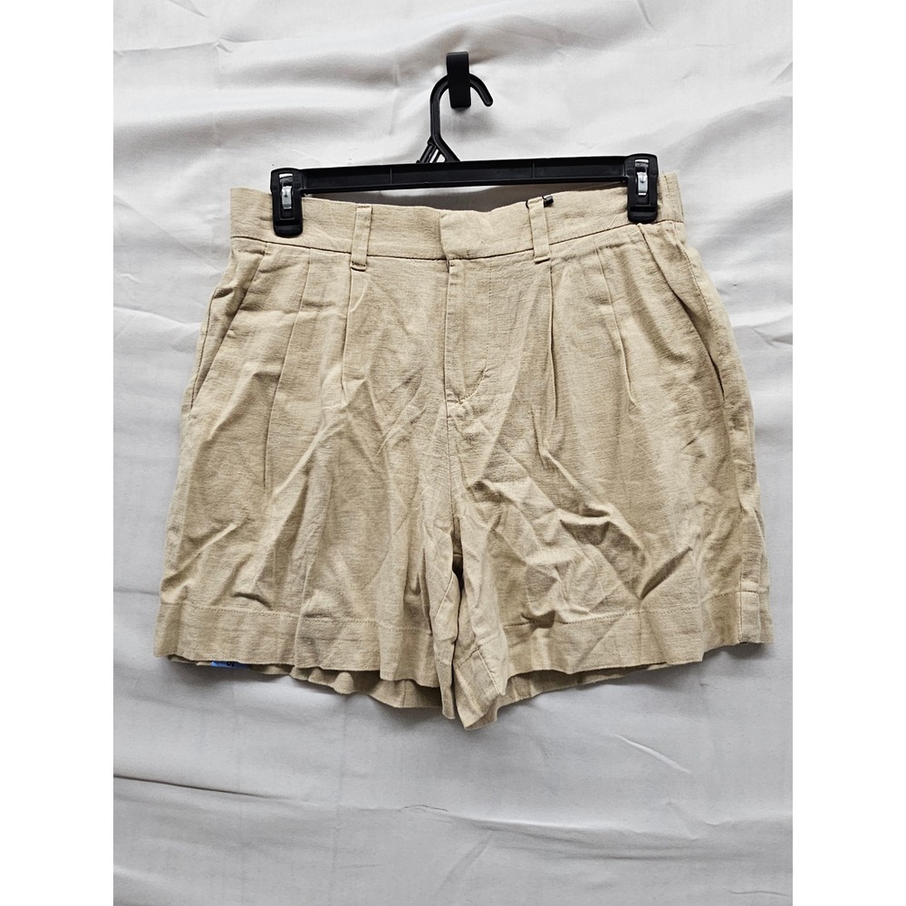 Express Womens Pleated Shorts Cream Linen Blend‎ Relaxed Size 10